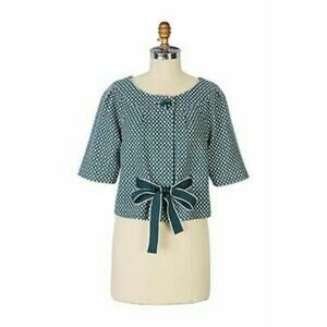 Anthropologie Elevenses Kelly Green cropped tapestry green tea jacket. Size 6